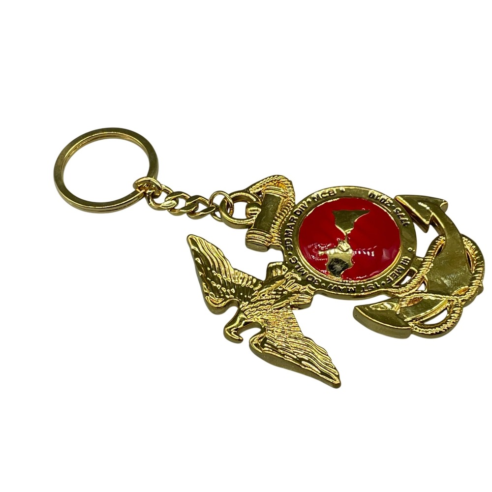 USMC Marine Corps EGA Eagle Globe Anchor Keychain Okinawa Japan 1775-2010 Gold